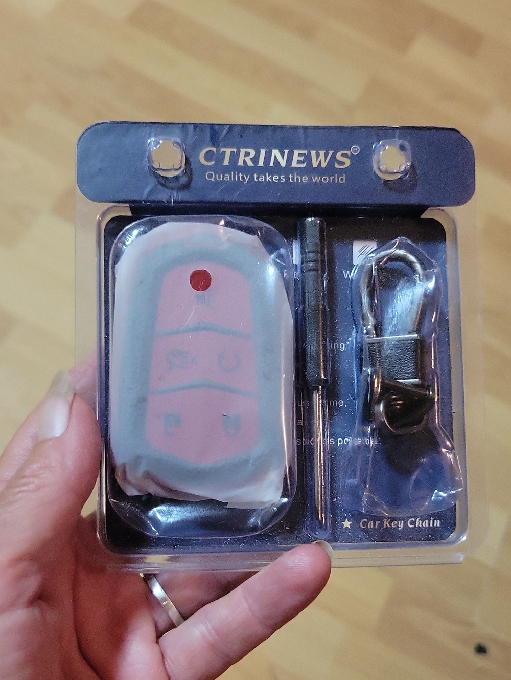 Red Cadillac Remote Key Fob Cover with Key Chain